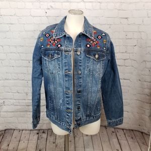 NWT Velvet Heart Distressed Denim Jacket Embroider